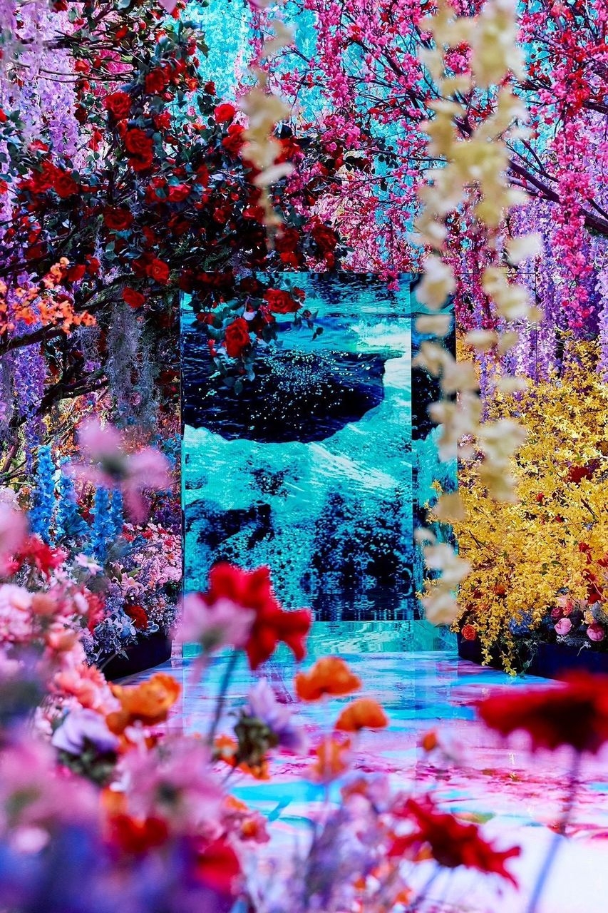 《蜷川實花展 with EiM：彼岸之光，此岸之影》大量使用影像作品、立體藝術裝置及嶄新數位技術，打造出虛實交錯的沉浸式空間，為大家帶來一場遊走光與暗、生與死、現實與夢境的旅程。