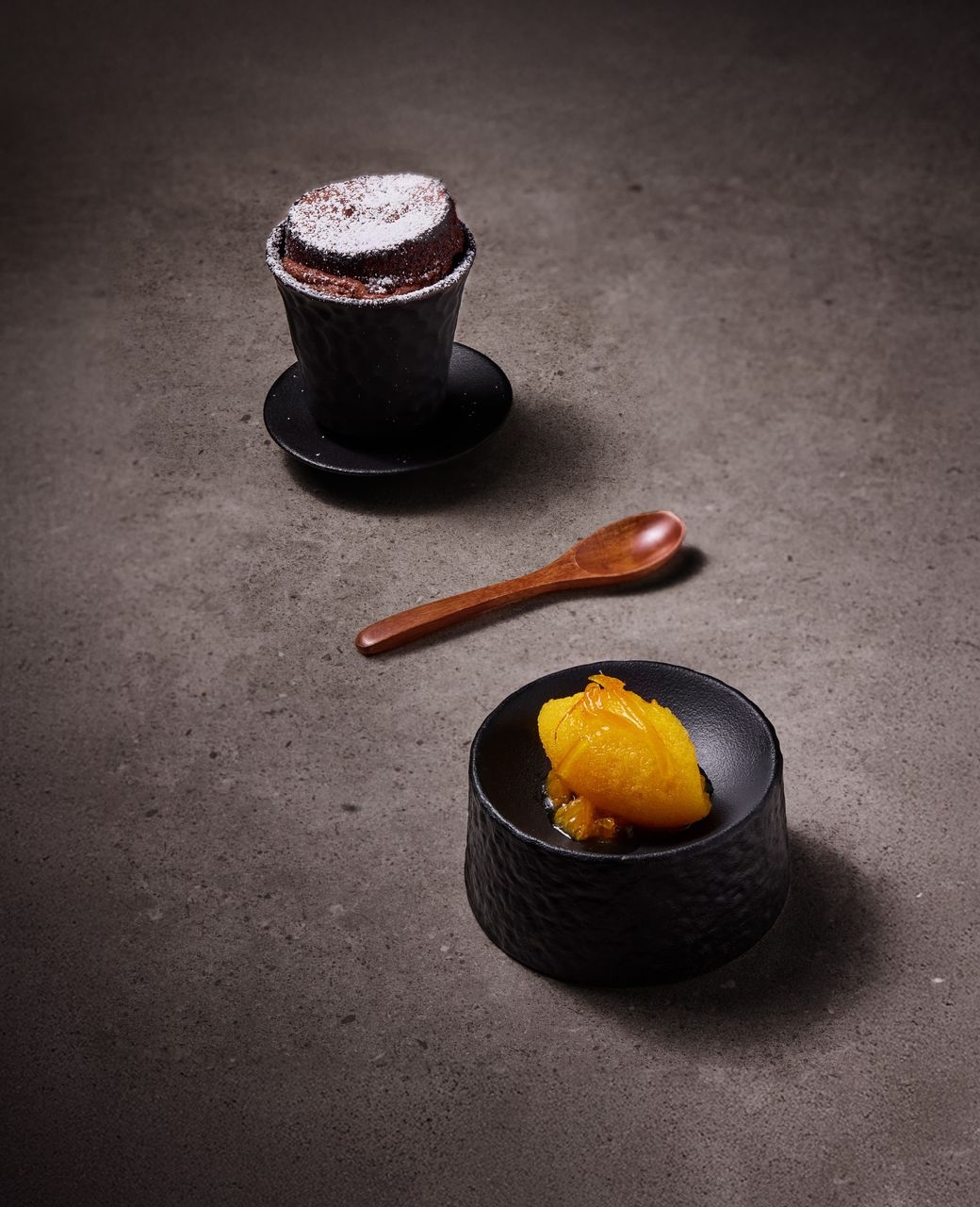 Restaurant Donovan_Valrhona Chocolate Coulant with mandarin sorbet