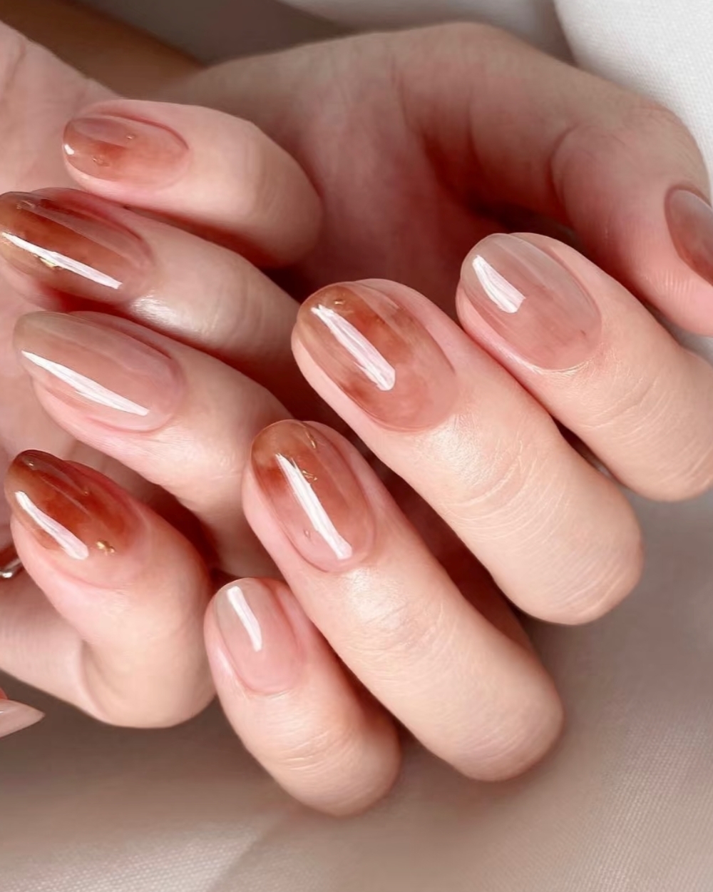 秋冬美甲,法式,暈染