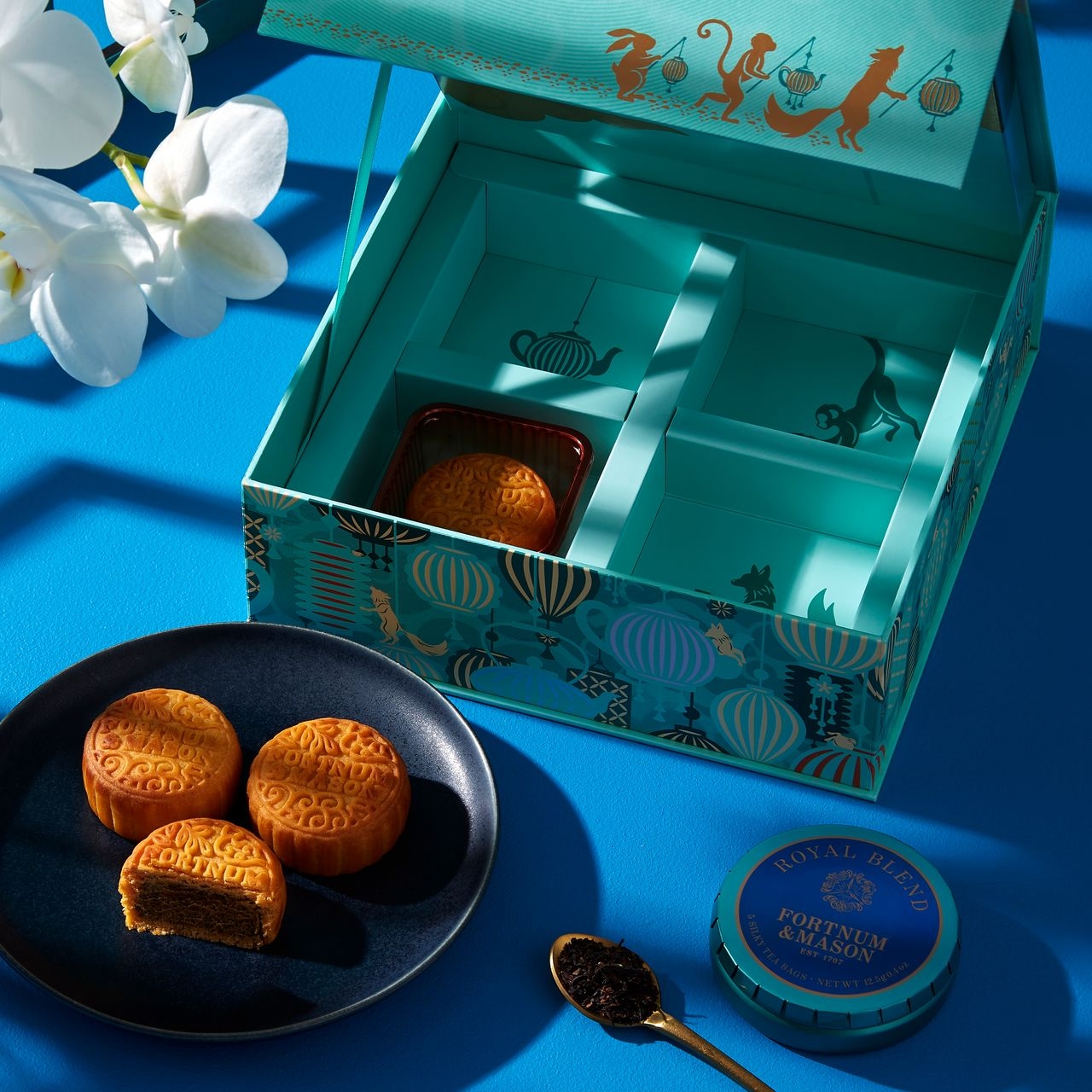 Fortnum & Mason四件裝月餅及茶罐禮盒