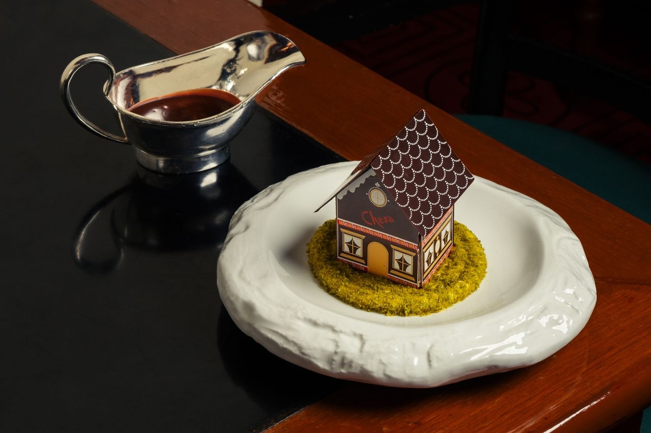 Swiss Chocolate Chalet with Vanilla Ice Cream and Hot Chocolate Sauce